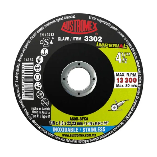 Imagen de DISCO  4.5 PULGADAS CORTE DE INOX AUSTROMEX 3302