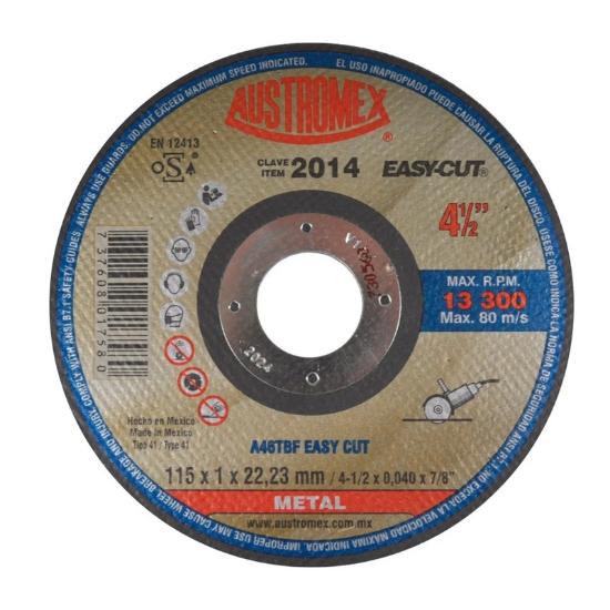 Imagen de DISCO 4.5 PULG CORTE DE METAL EASY CUT AUSTROMEX 2014