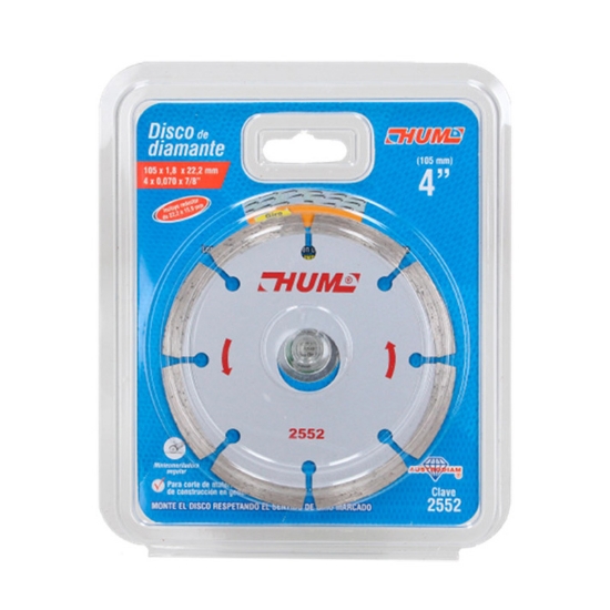 Imagen de DISCO 4 PULG CORTE DIAMANTE ALTURA 7MM SEGMENTADO HUM 2552