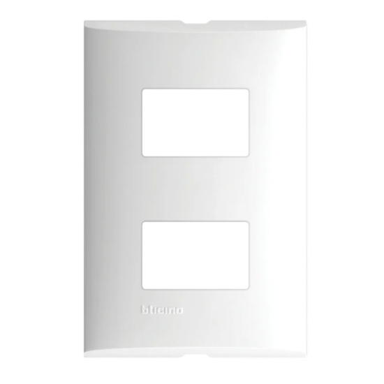 Imagen de PLACA 2 MODULOS COLOR BLANCO CON CHASIS DE RESINA  BTICINO FORZA FZA92