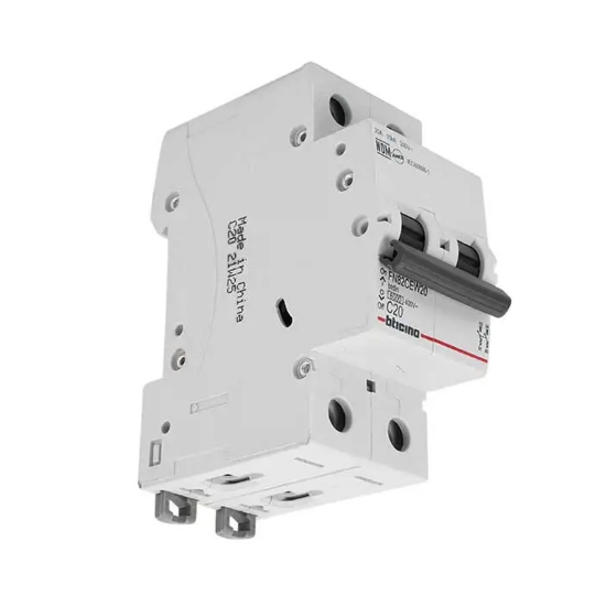 Imagen de INTERRUPTORES TERMOMAGNÉTICOS 2X20 A, MONTAJE PARA RIEL DIN FN82CEW20 20A BTICINO