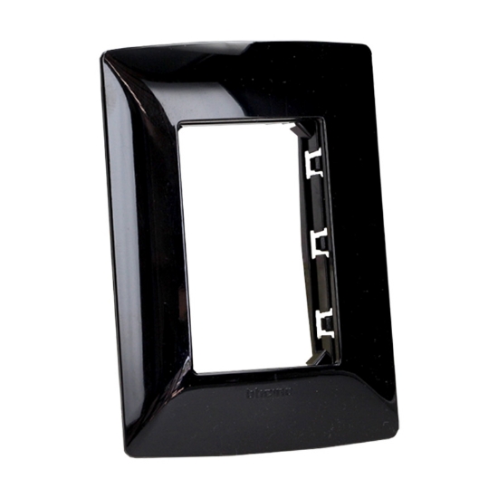 Imagen de PLACA RESINA 3 MOD NEGRO OBSIDIANA C/CHASIS BTICINO MX QZ4803M3NR