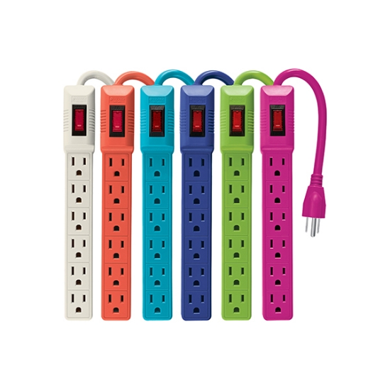 Imagen de MULTICONTACTO 6 ENTRADAS CON INTERRUPTOR, COLORES A GRANEL VOLTECH MUL-6EG