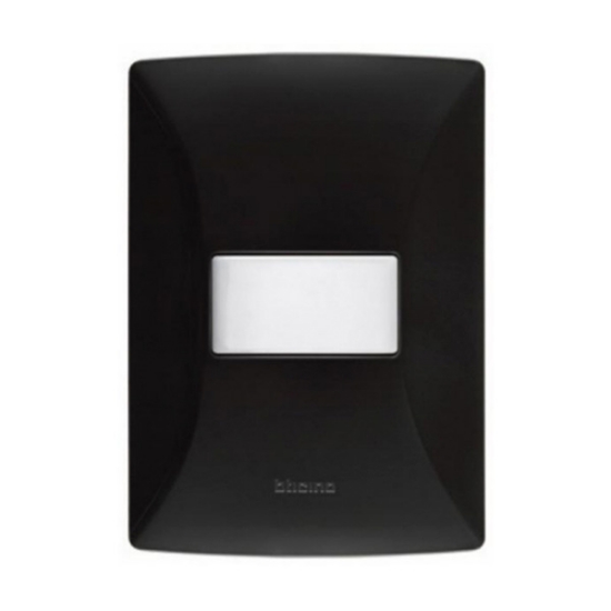 Imagen de PLACA RESINA 1 MOD NEGRO OBSIDIANA C/CHASIS BTICINO MX QZ4803M1NR