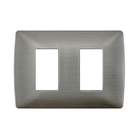 Imagen de PLACA 2 MOD ACERO ALUMINIO C/CHASIS BTICINO MX