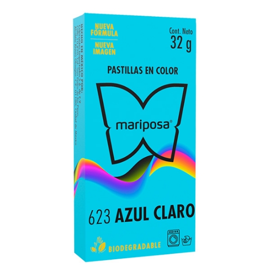 Imagen de COLORANTE AZUL CLARO 623 C/32GR PASTILLA MARIPOSA 10623