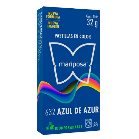 Imagen de COLORANTE AZUL DE AZUR 632 C/32 GR PASTILLA MARIPOSA 10632