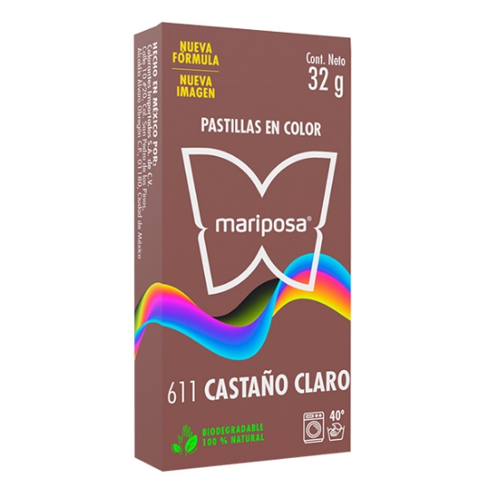 Imagen de COLORANTE CASTAÑO CLARO 611 C/32 GR PASTILLA MARIPOSA 10611