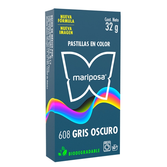 Imagen de COLORANTE GRIS OSCURO 608 C/32GR PASTILLA MARIPOSA 10608