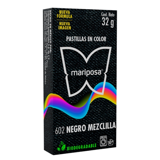 Imagen de COLORANTE NEGRO MEZCLILLA 602C/32 GR PASTILLA MARIPOSA 10602