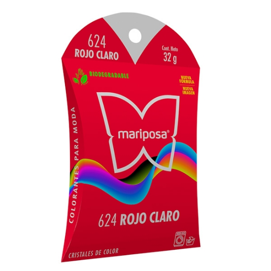 Imagen de COLORANTE ROJO CLARO 624 C/32GR CRISTALES MARIPOSA 21624
