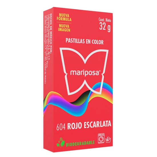 Imagen de COLORANTE ROJO ESCARLATA 604 C/32 GR PASTILLA MARIPOSA 10604
