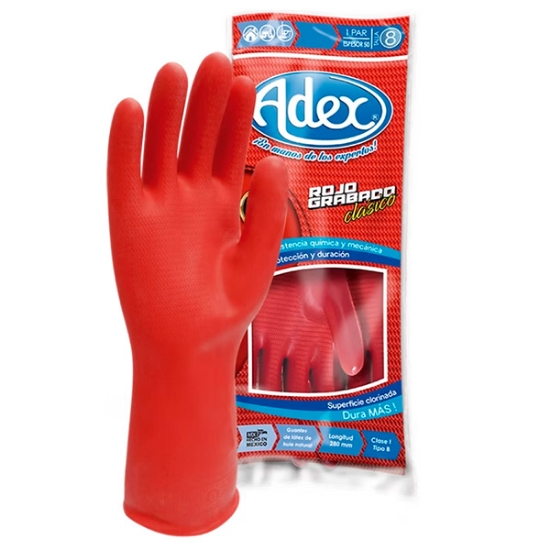 Imagen de GUANTE 7 ROJO GRABADO HULE NATURAL ADEX RG07