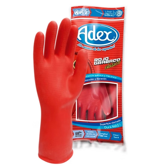Imagen de GUANTE 9 ROJO GRABADO HULE NATURAL ADEX RG09