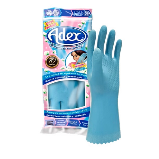 Imagen de GUANTE 8 AFELPADO FORRO ALGODON  AZUL ADEX AF08