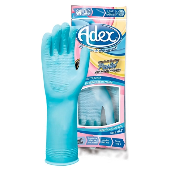 Imagen de GUANTE 7 PASTEL DE LATEX  AZUL ADEX PT