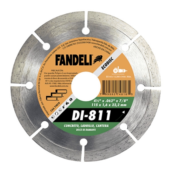 Imagen de DISCO 4 1/2 PULG CORTE DE DIAMANTE DENTADO FANDELI 74818