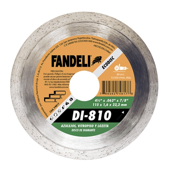 Imagen de DISCO 4 1/2 PULG CORTE DE DIAMANTE CONTINUO FANDELI 74817