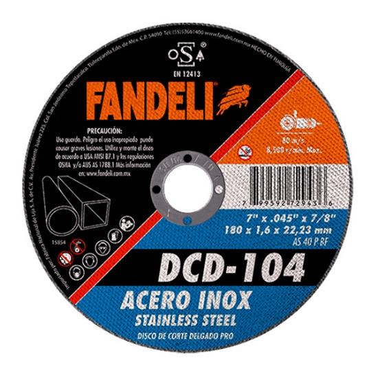 Imagen de DISCO 7 PULG CORTE DELGADO ACERO INOXIDABLE FANDELI 72943