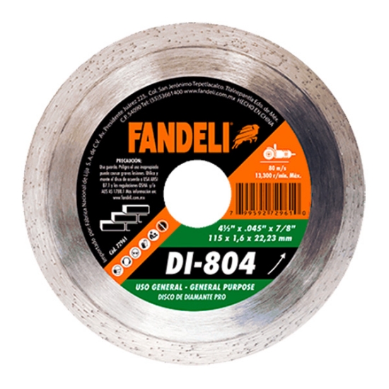 Imagen de DISCO DIAMANTE R. CONTINUO 4 1/2" 115X 1.6  X 22.2  FANDELI 72961